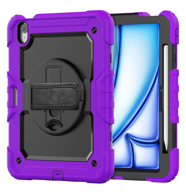 Purple Survivor case with hand strap for iPad Mini 6, tough and ergonomic fit