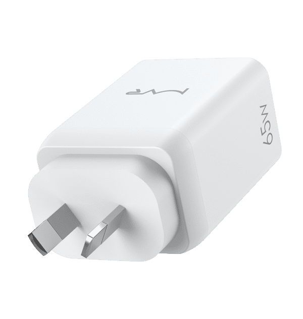 MVR White 65W GaN Wall Adapter with 3 Ports 1 USB Plus 2 Type C - White - Image 6