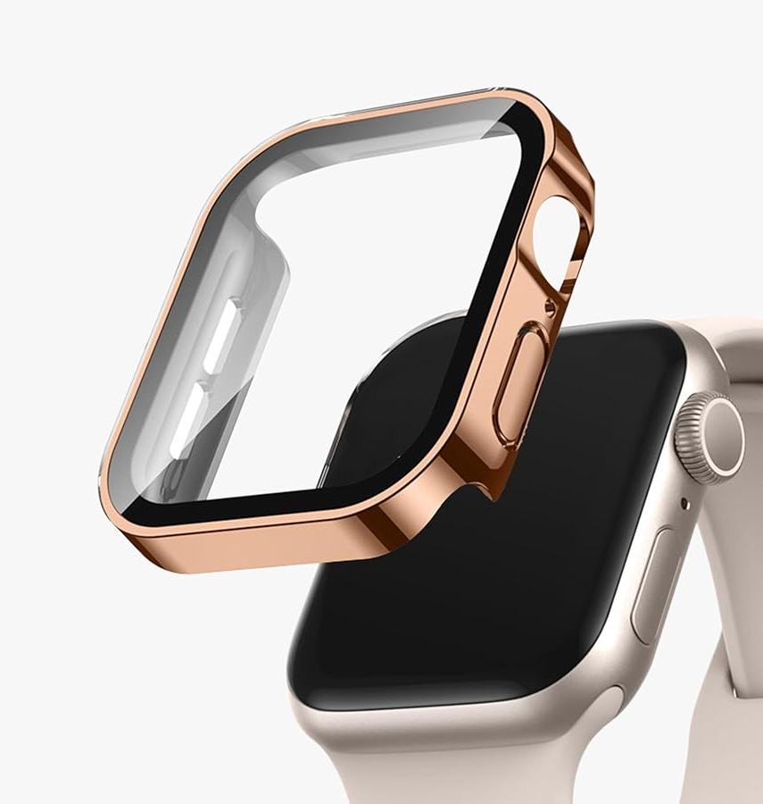 Apple Watch 41mm 360° glass matte wallet/flip cover, rose gold, stylish and secure