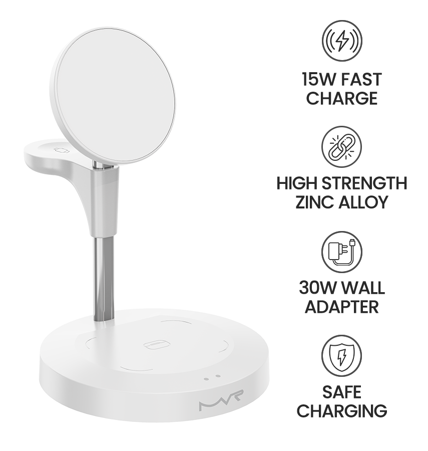 MVR 3 – in – 1 Wireless Charging Station - Black | 15W, MagSafe Compatible Charger - Image 5