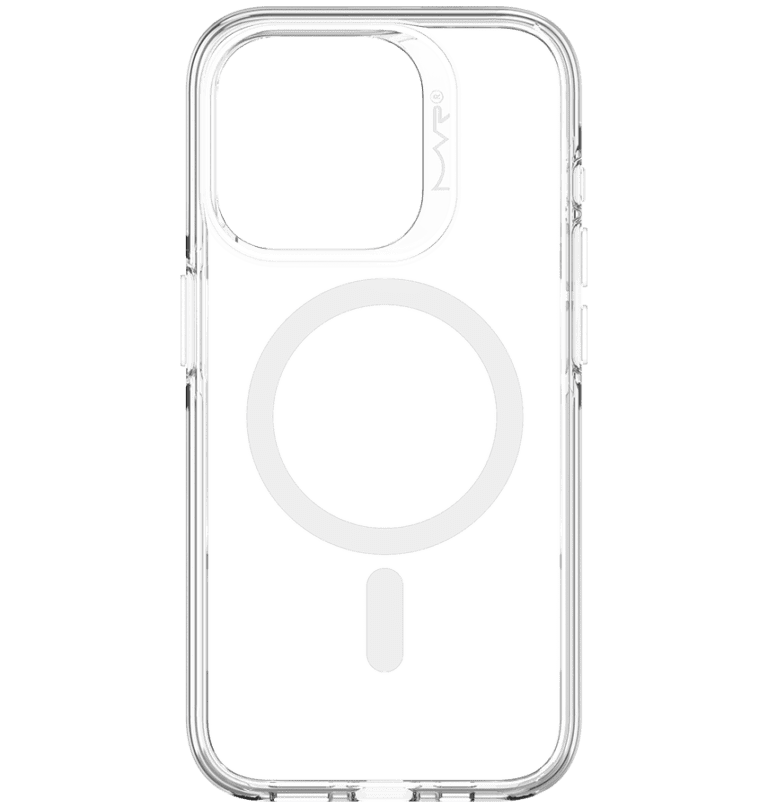 Clear MVR Nova MagSafe Cover for iPhone 14 Pro, slim and secure fit.