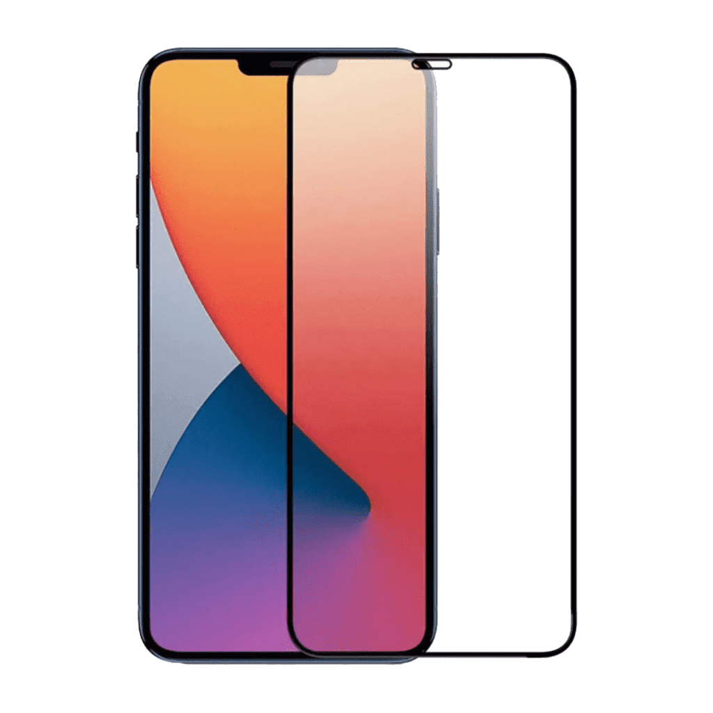 Clear/black MVR Saturn tempered glass screen protector for iPhone XR/11, scratch-resistant.