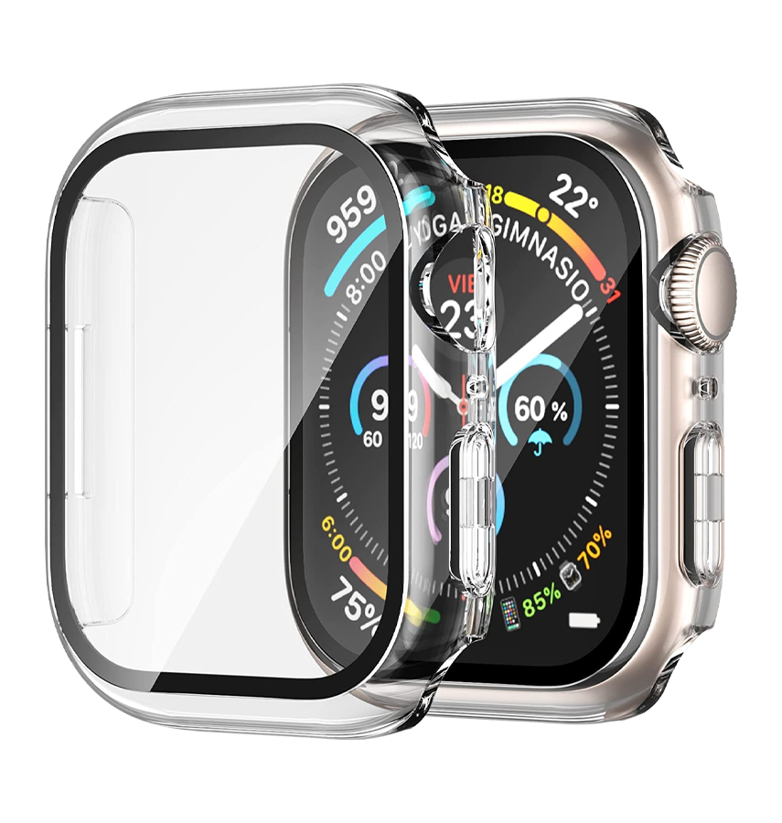 Apple Watch 41mm 360° glass matte wallet/flip cover, clear, sleek protection for your watch