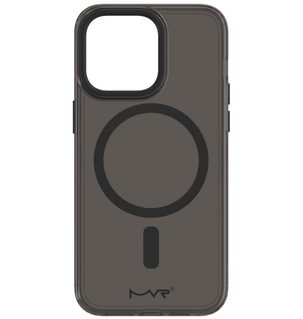 Black MVR Impact IMD back cover for iPhone 13/14/15/16e, tough and slim design