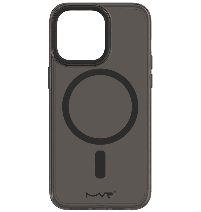 Black MVR Impact IMD back cover for iPhone 13/14/15/16e, tough and slim design