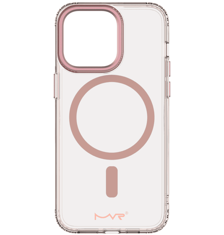 Rose Gold MVR Impact IMD back cover for iPhone 13/14/15/16e, elegant and protective