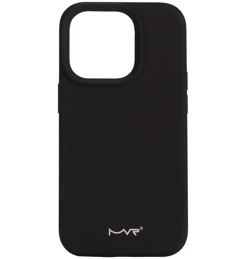 Black MVR Liquid Silicone back cover for iPhone 13/14/15/16e, sleek and sturdy protection