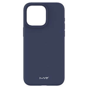 Navy MVR Liquid Silicone Back Cover for iPhone 15 Plus, sleek and smooth fit