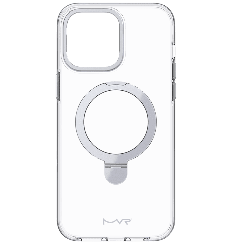 Silver MVR Stellar Stand back cover for iPhone 13/14/15/16e, sleek and sturdy