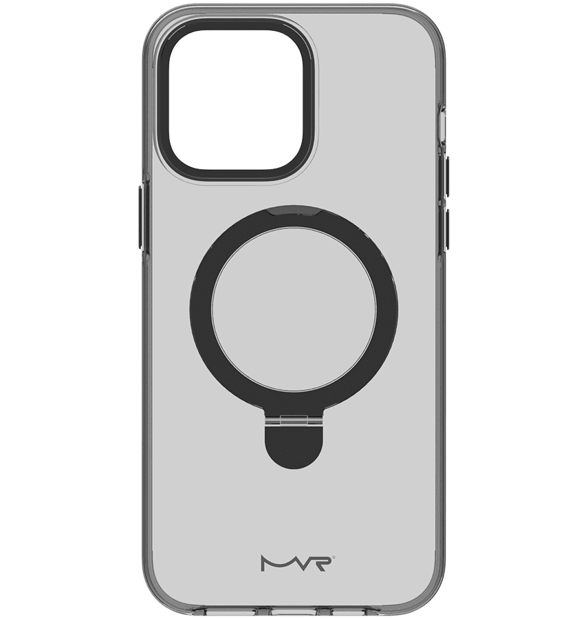 Smokey Black MVR Stellar Stand back cover for iPhone 13/14/15/16e, stylish and functional