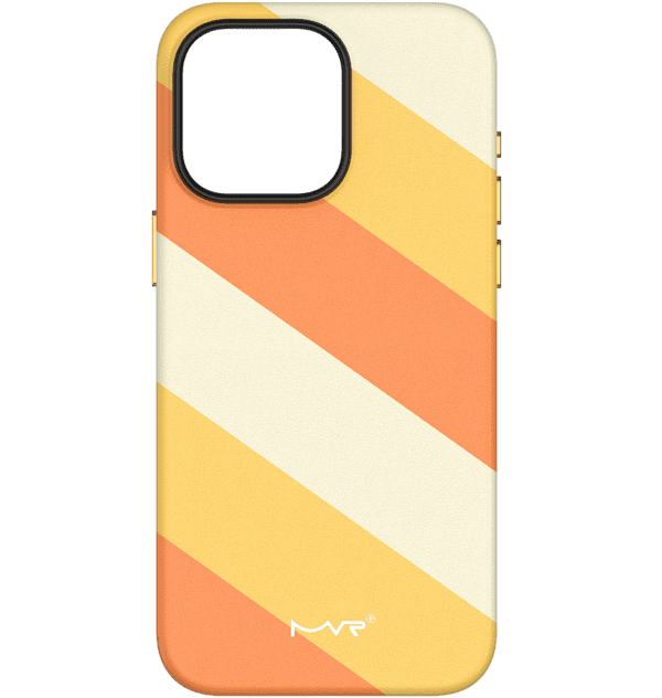 Apricot Yellow MVR Stripe Vibe back cover for iPhone 13/14/15/16e, bright and durable