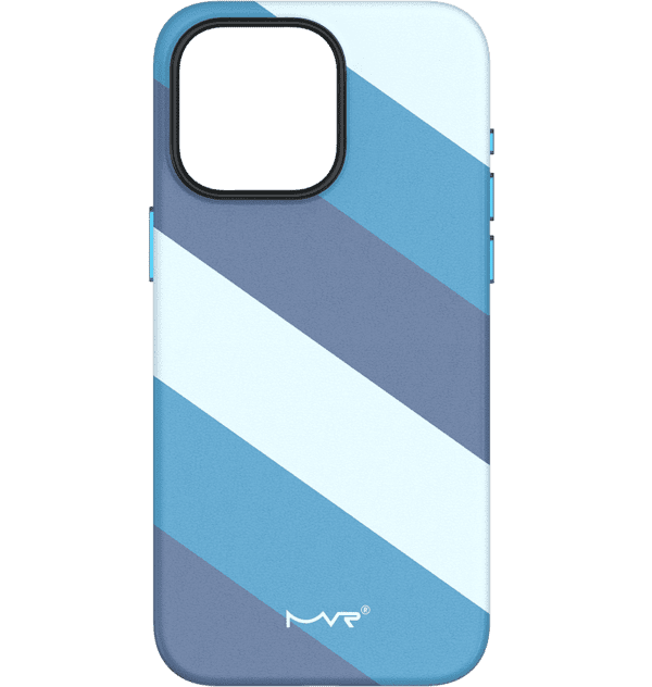Blue Celeste MVR Stripe Vibe back cover for iPhone 13/14/15/16e, vibrant and protective