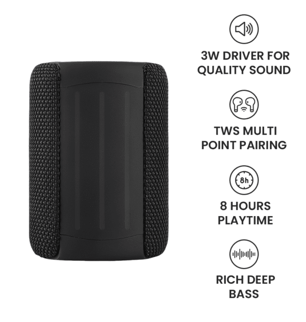 MVR Mini Bluetooth Speaker - HD Sound | Compact, IPX5 Waterproof & 12H Playtime (Black) - Image 6