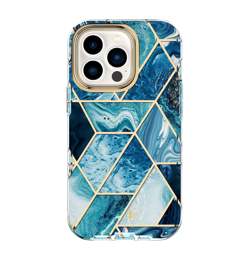 iPhone 13 Marble Glossy Pattern Case - Mint Slim Fit_ Scratch Resistant_ Stylish Design