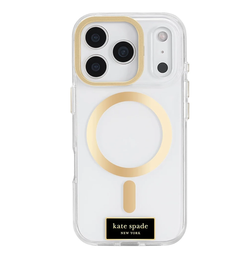 iPhone 17 Pro MagSafe Case with Stand – Clear Gold Icon | Kate Spade Protective Cover with Stylish, Slim & Durable Design